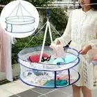 Folding Hanging Dryer Net Storage Bags Laundry Baskets Hangers Rack Two Shelf