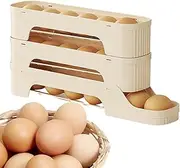 Egg Holder For Fridge - Slide Type Refrigerator Egg Dispenser,Space-Saving Auto Rolling Fridge Egg Organizer, Multiple Tiers Fridge Egg Rack For Kitchen, Cabinets