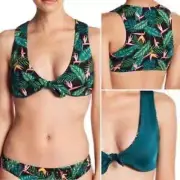 NWT Dolce Vita Tropical Tie Front Reversible Underwire Swim Bikini Top Size L