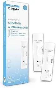 2San COVID-19 & Flu A/B Rapid Antigen Test, Fast Results, 2-Pack – Easy At-Home Self-Test for Quick, Accurate Detection of COVID and Influenza