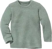 [Disana] Honeycomb Knit Jumper, Lightweight Jumper for Spring and Summer, 100% Organic Merino Wool GOTS, IVN Best, Toddler, Child, Unisex, Made in Germany, Jade, 110-116