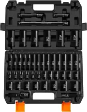 1/2" Drive Impact Socket Set, 45 Piece Deep & Shallow Metric Socket Set 9Mm to 3