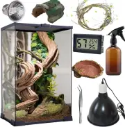 Reptile Terrarium (9Pieces) 8 * 8 * 12 Amphibian Vertical Habitat Tank Starter K