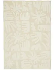 [Miss Amara] Salah Textured Abstract Neutral Washable Rug in Cream