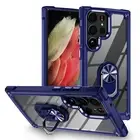 For Samsung Galaxy S24 S23 Ultra Electroplating TPU Protective Case Ring Stand