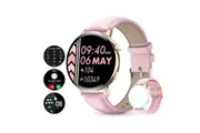 SmartWatch for Women with Bluetooth Waterproof Calling 1.32" Dual Strap Watch for Huawei Android iOS Phone, Pink