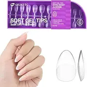 Gelike EC Extra Short Soft Gel Nail Tips Kit for Soak Off Nail Extensions,Full Cover,Almond Shaped,Pre-buff PMMA Resin,Clear Ultra-Thin Design,12 Sizes,240 Pieces