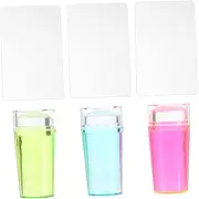 3 Sets Nail Art Printing Stampers Kit Manicure Set Silicone Stamper Heads Nail Accessory Green