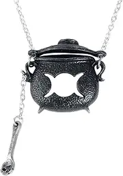 [Alchemy Gothic] Witches Cauldron Pewter Pendant Necklace Halloween Jewellery Accessories, One Size, Pewter