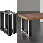 Artiss Table Legs, Set of 2 Metal Dining Coffee Desk Bench Leg Home Office Kitchen Work Furniture, with Feet Pads 200kg Capacity Pre-drilled Holes 40 x 30cm Black