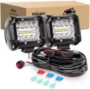 LED Light Bar 2PCS 60W 4 Inch Flood Spot Combo Work Light Pods Triple Row Drivin