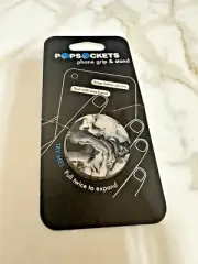 NEW PopSockets Collapsible Grip & Stand Swappable Top Black White Marble Pattern