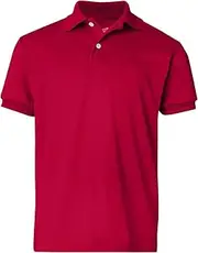 [Hanes] Youth 50/50 ComfortBlend EcoSmart Jersey Knit Polo, Large, DEEP RED