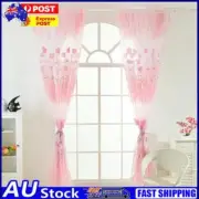 Offset Printing Sheer Curtain Yarn Tulle Window Screen Voile Panel(Pink)