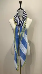 Burberry Brit Cerulean Blue Stripe Scarf 130x130cm, NWT