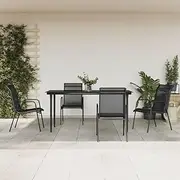 VRAXO 5 Piece Garden Dining Set Black Steel and Textilene -38.35KG,3200686