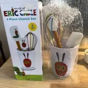 Eric Carle 4 Piece Utensil Set NIB Spatula Whisk Hungry Caterpillar