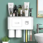 Toothbrush Organizer Automatic Toothpaste Dispenser Wall Mounted