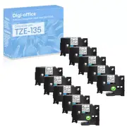 10PK Compatible with Brother PT-D210 TZ135 TZe135 White on Clear Label Tape 12mm