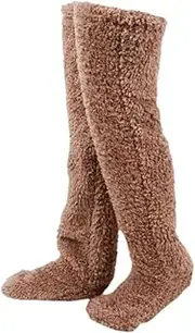 [Perfeclan] Over Knee High Fuzzy Socks, Boot Socks, Women Men Plush Slipper Stockings