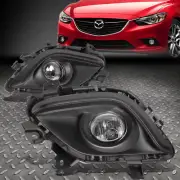 FOR 14-16 MAZDA 6 GJ1 PAIR CLEAR LENS FOG LIGHT+SWITCH+HARNESS+BLACK BEZEL SET (for: Mazda)