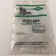 (1) NTE NTE1368 Integrated Circuit Dual 5.8W Audio Power Amp