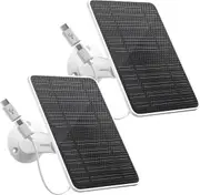 FOHOA 2 Pack Solar Panel 5V 4W IP65 Compatible with Eufycam 2C/2C Pro/2/2 Pro/E20/E40/E - Micro USB & Type-C Port