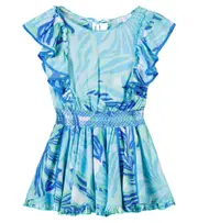 [Poupette St Barth Kids] Poupette St Barth Kids Kikka printed dress Y 4 blue
