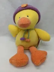 Russ Berrie Yellow Knitted Duck With Tag Stuffed Animal Plush 10"
