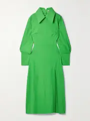 [NET-A-PORTER For The King’s Foundation] NET-A-PORTER For The King's Foundation - + Net Sustain Wool And Cotton-blend Midi Dress - Green - UK 8 UK 8 Green