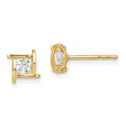 Madi K Kid's Earrings 14k Yellow Gold Cubic Zirconia Square, 0.55 gram