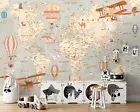 Nursery Wallpaper boys Wall Mural with FREE Adhesive Map of the World Adventure