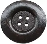 30Pcs 40Mm Brown round Wood Buttons 4 Holes Craft Sewing Button