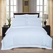 Striped 1000TC Ultra Soft Quilt Cover Set Duvet Cover Set Doona Cover Set AU Size Bed (Super King Size, White)