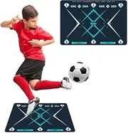 Football Training Mat with Adjustable Kick Trainer Belt 90x60cm Non-Slip Silent Pad for All Ages Improves Speed, Agility, Strength & Skills - Footstep Training for Soccer Practice at Home or Field