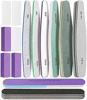 Professional Nail File Set, 17pcs Nail Files and Buffers Kit, Black, Sandpaper & EVA Material, Coarse to Extra Fine Grit, Ideal for Natural, Acrylic & Fake Nails