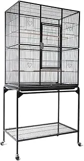 Rolling Large Bird Cage Cockatiel Conure Aviary w/Detachable Stand Storage Perch 81x46.5x160cm