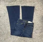 NWT American Eagle Next Level Stretch Super Hi Rise Flare Cloudy Blue Flare Jean