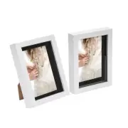 2x 5 x 7" 3D Box Frame Photo Picture Deep Shadow with 4 x 6" Mount White/Black