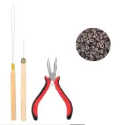 Hair Extensions Tools Kit 500pcs Micro Ring Beads Loop Threader Hair Accessories