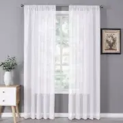 NWT, Sheer Curtain Linen Textured Living Room Curtains, White, Set of 2, 54 x 72