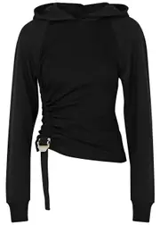 Dion Lee Hooded Buckle-embellished Cotton Sweatshirt - Black - S (UK8-10 / S) S (UK8-10 / S)