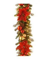 National Tree Company 9ft by 12in Decorative Collection Home For the Holidays Garland w/ 100 Clear Lights