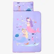 Toddler Nap Mat with Pillow and Blanket, Extra Large 115x65CM Sleeping Bag, Washable, Light, Easy to Roll up, Perfect for Daycare, Preschool, Kindergarten, Travel