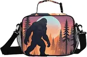 Sunset Sasquatch Forest Insulated Lunch Box for Women Men - Ideal for Work, Picnics - Includes Adjustable Shoulder Strap