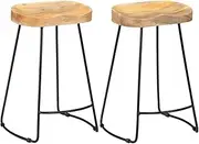 Gavin Bar Stools 2 pcs Solid Mango Wood Bar Chair