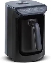 KARACA Hatır Roast Turkish Coffee Maker, Shiny Black, 5 Cup Capacity, High Foam, 535 W, Voice Warning System, Light Warning System, Measuring Spoon, Easy Cleaning