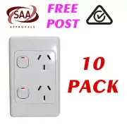 10 x Double 10AMP Power Point GPO - VERTICAL - White Electrical - SAA