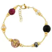 GlassOfVenice Amelia Murano Glass Bracelet - Pink and Gold