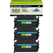 3PK 58X CF258X Toner WITH CHIP For HP 58X LaserJet Pro M404 M404n M406 MFP M428